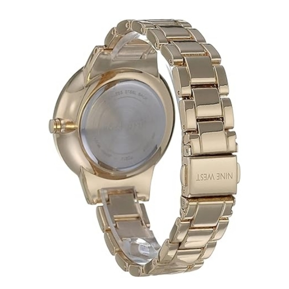 Women\'s Crystal Accented Bracelet Watch Black /Gold main image 6